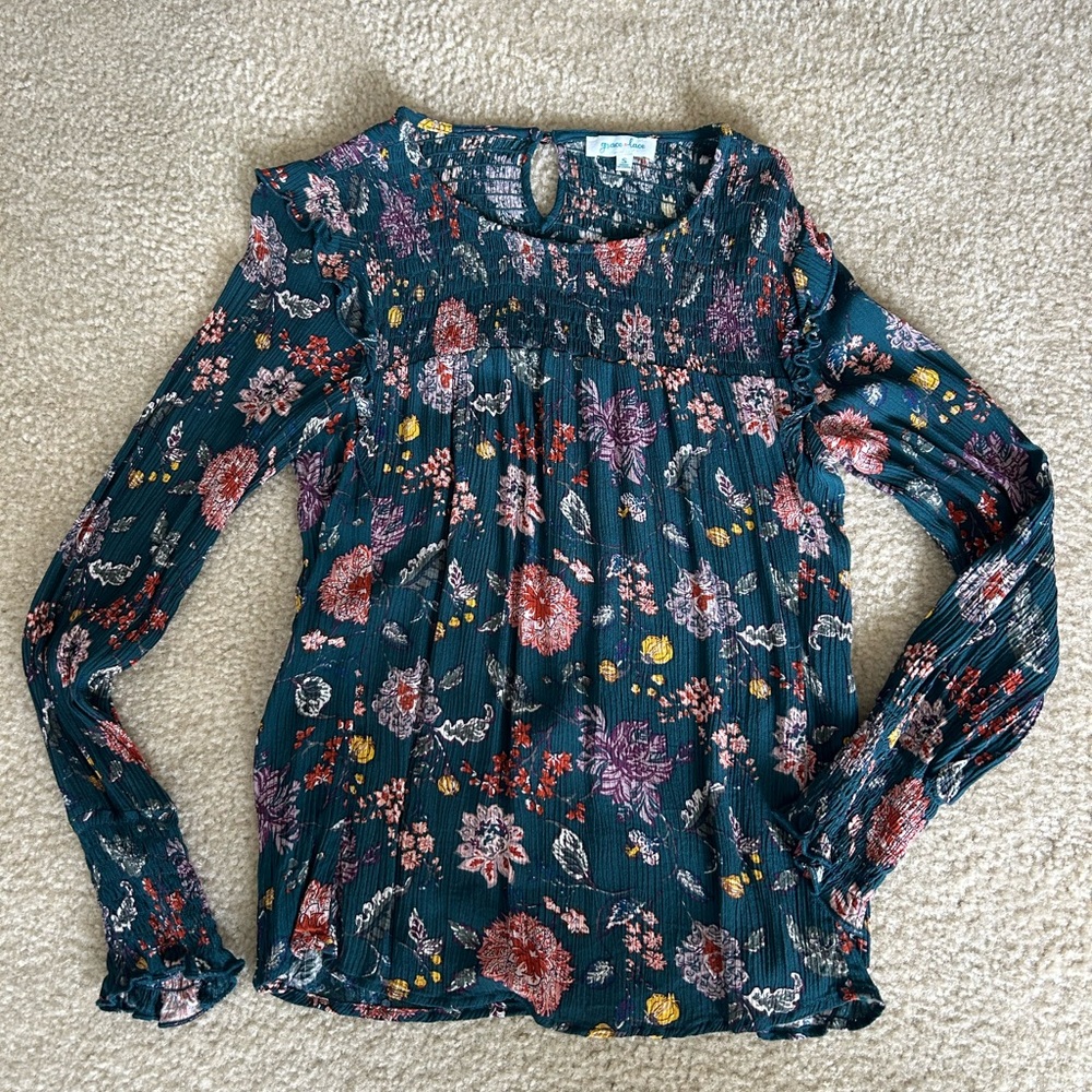 Grace and Lace Floral Long Sleeve Top